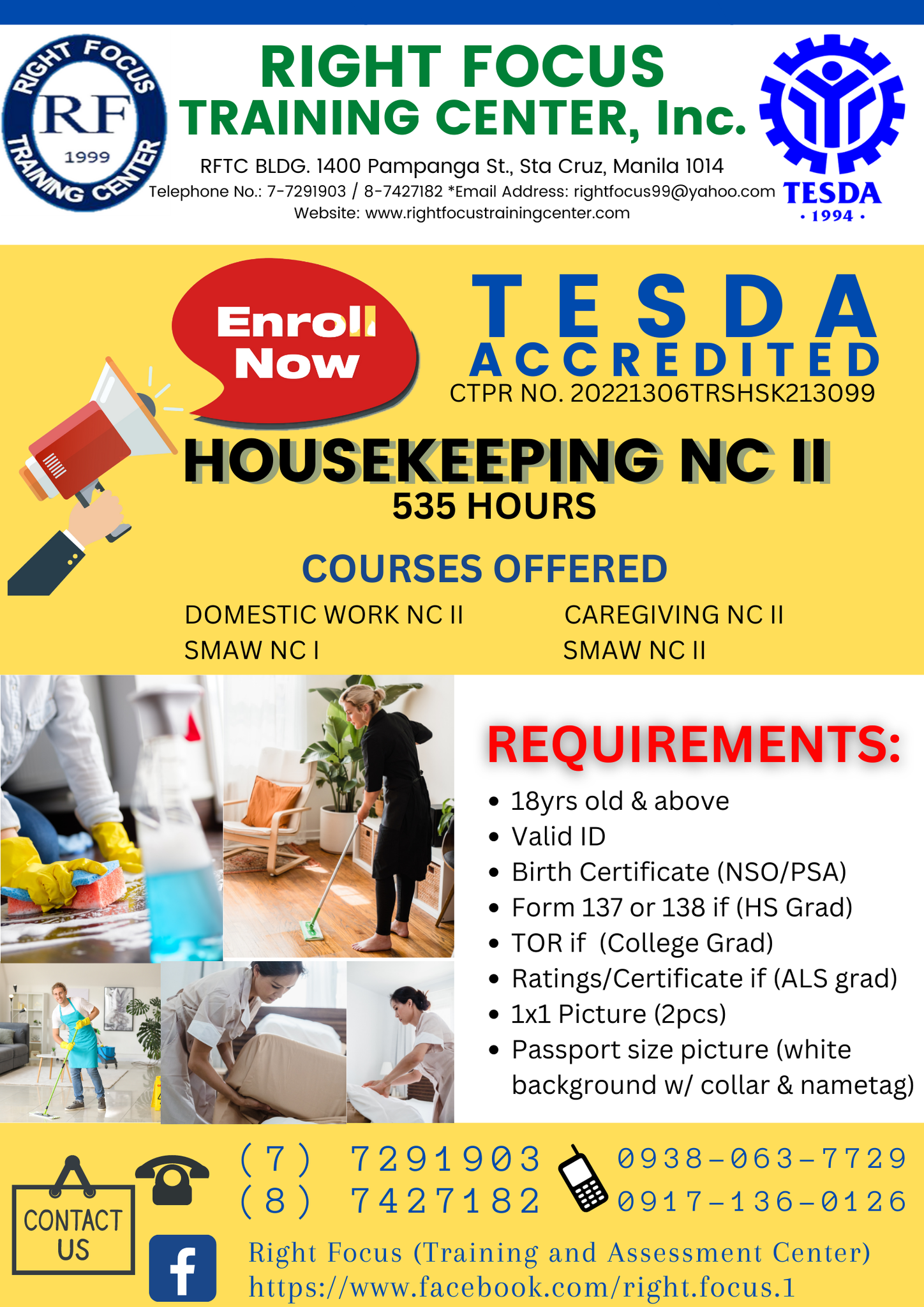 Housekeeping Nc Ii Right Focus Training Center